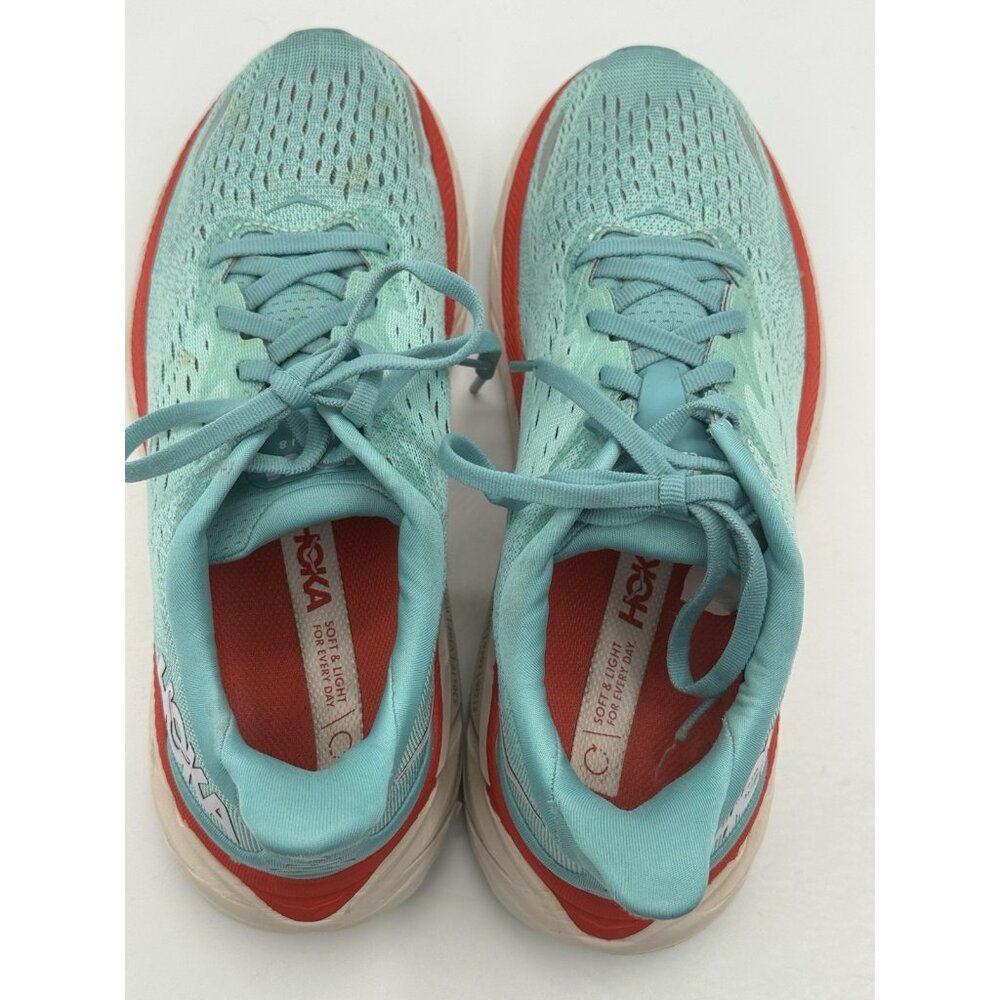 Hoka One One Clifton 8 Women Running Athletic Shoe Size 7 B Aquarelle Blue - Picture 10 of 12